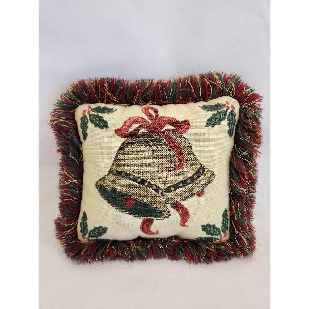 Riverdale 8.5" Square Pillow Christmas‎ Bell Tapestry Made in USA